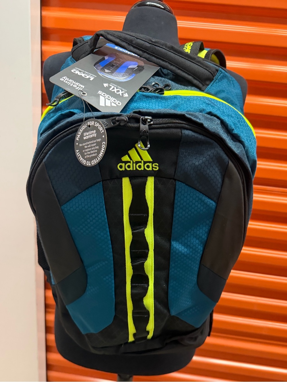 NWT Adidas Men's 2XL Prime Teal & Neon Green Performance Backpack